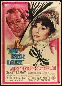 3d838 MY FAIR LADY Italian 1p '65 different art of Audrey Hepburn & Rex Harrison by Nistri!