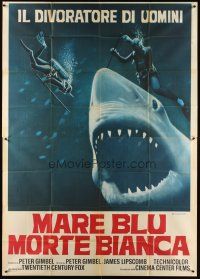 3d051 BLUE WATER, WHITE DEATH blue shark style Italian 2p '71 different art of blue shark by Fiorenzi!