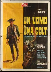 3d067 DAKOTA JOE Italian 2p '67 Rober Hundar, cool spaghetti western artwork by Antonio Mos!