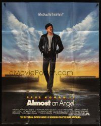 3d005 ALMOST AN ANGEL DS special 40x50 '90 full-length close up of Paul Hogan in leather jacket!