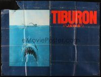 3d027 JAWS Spanish/U.S. subway poster '75 art of Steven Spielberg's classic man-eating shark!