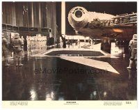 3e847 STAR WARS color 11x14 still '77 far shot of Darth Vader by Millennium Falcon in hangar!
