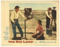 3e214 BIG LAND LC #8 '57 kneeling Virigina Mayo smiles up at Alan Ladd leaning on sledgehammer!