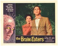 3e234 BRAIN EATERS LC #2 '58 AIP, close up of Edwin Nelson & Joanna Lee, cool border art!