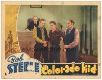3e287 COLORADO KID LC '37 two men restrain Bob Steele before judge in courtroom!