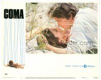 3e290 COMA LC #7 '77 romantic c/u of Genevieve Bujold & Michael Douglas, Michael Crichton