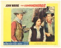 3e291 COMANCHEROS LC #7 '61 Ina Balin between John Wayne & Stuart Whitman, Michael Curtiz!