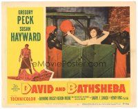 3e337 DAVID & BATHSHEBA LC #7 '51 close up of slave women bathing sexy naked Susan Hayward!