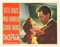 3e342 DECEPTION LC #7 '46 romantic close up of Bette Davis & Paul Henreid, film noir!