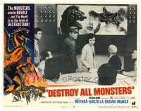 3e349 DESTROY ALL MONSTERS LC #1 '69 people watch Godzilla & Minilla battle on big screen!