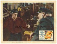 3e374 DOWN TO THE SEA IN SHIPS LC #3 '49 close up of Richard Widmark glaring at Lionel Barrymore!