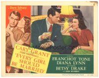 3e393 EVERY GIRL SHOULD BE MARRIED LC #5 '48 Betsy Drake looks at Cary Grant holding drink!