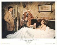 3e432 GET CARTER LC #5 '71 two guys laugh at Michael Caine in bed with older woman!