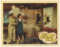 3e435 GIANT CLAW LC #4 '57 image of man and Mara Corday terrified by broken window!