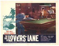 3e438 GIRL IN LOVERS' LANE LC #3 '60 great image of Brett Halsey shooting pool!