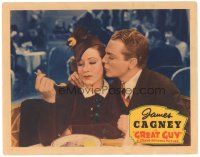 3e457 GREAT GUY LC '36 James Cagney tries to kiss Mae Clarke, but she wants to eat instead!