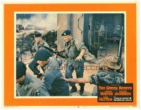 3e460 GREEN BERETS LC #8 '68 close up of John Wayne & soldiers charging into battle, Vietnam!