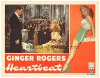 3e478 HEARTBEAT LC '46 Jean-Pierre Aumont looks down at pretty Ginger Rogers in chair at party!