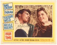 3e491 HIGH TIME LC #5 '60 Blake Edwards, c/u of Fabian & sexy young Tuesday Weld laying in hay!