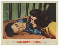 3e528 JAILHOUSE ROCK LC #3 '57 Judy Tyler encourages Elvis Presley to try his voice on records!