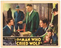 3e585 MAN WHO CRIED WOLF LC '37 two guys watch man in suit pointing at Tom Brown!