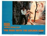 3e589 MAN WITH THE GOLDEN GUN LC #2 '74 Roger Moore as James Bond & Britt Ekland by explosion!