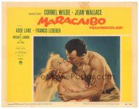 3e591 MARACAIBO LC #1 '58 romantic close up of barechested Cornel Wilde & sexy Jean Wallace!