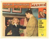 3e596 MARNIE LC #5 '64 Tippi Hedren stops Sean Connery from getting in safe, Alfred Hitchcock!
