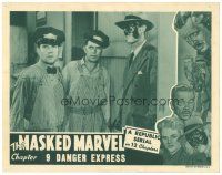 3e600 MASKED MARVEL chapter 9 LC '43 Republic serial, great close up of Tom Steele in costume!