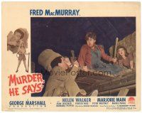 3e629 MURDER HE SAYS LC #8 '45 Helen Walker watches Fred MacMurray fight hillbilly Peter Whitney!
