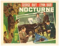 3e667 NOCTURNE LC #8 '46 George Raft & three detectives check clues on dead body by piano!
