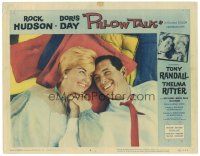 3e701 PILLOW TALK LC #5 '59 romantic close up of Rock Hudson & Doris Day smiling really big!