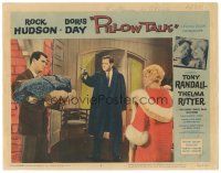 3e702 PILLOW TALK LC #7 '59 Tony Randall betrween Doris Day Rock Hudson carrying firewood!