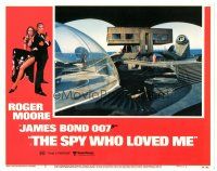 3e844 SPY WHO LOVED ME LC #6 '77 Roger Moore as James Bond, cool far shot of the enemy base!