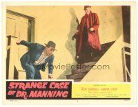 3e850 STRANGE CASE OF DR MANNING LC #3 '58 English murder mystery, c/u of men running down stairs!