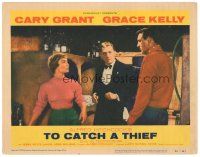 3e899 TO CATCH A THIEF LC #4 '55 Cary Grant, Brigitte Auber & guy in wine cellar, Alfred Hitchcock