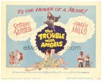 3e127 TROUBLE WITH ANGELS TC '66 art of Hayley Mills + nun Rosalind Russell on bike!