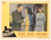3e933 UNSEEN LC #3 '44 nurse watches Herbert Marshall talking to pretty Gail Russell!
