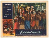 3e945 VOODOO WOMAN LC #4 '57 jungle natives gather around to see Marla English & Tom Conway!