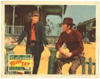 3e990 YELLOW SKY LC #5 R52 great close up of cowboys Gregory Peck & Richard Widmark!