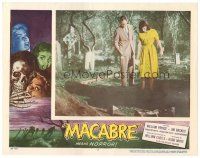 3e579 MACABRE LC #5 '58 William Castle, William Prince & Jacqueline Scott shine light into a grave!