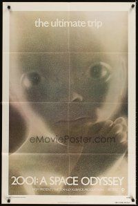 3g007 2001: A SPACE ODYSSEY 1sh R74 Stanley Kubrick, super close image of star child!