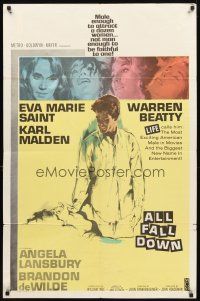 3g026 ALL FALL DOWN 1sh '62 Warren Beatty, Eva Marie Saint, Karl Malden, John Frankenheimer!