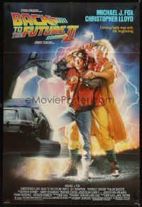 3g047 BACK TO THE FUTURE II 1sh '89 art of Michael J. Fox & Christopher Lloyd by Drew Struzan!