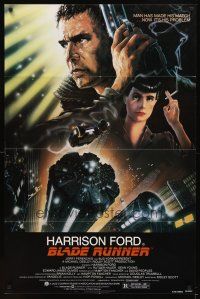 3g092 BLADE RUNNER 1sh '82 Ridley Scott sci-fi classic, art of Harrison Ford by John Alvin!