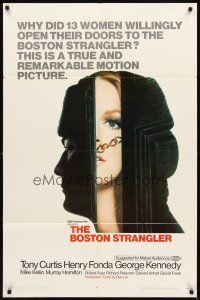 3g113 BOSTON STRANGLER 1sh '68 Tony Curtis, Henry Fonda, he killed thirteen girls!