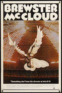 3g118 BREWSTER McCLOUD style B 1sh '71 by Bud Cort, Robert Altman, wings in the astrodome!