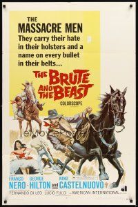 3g122 BRUTE & THE BEAST 1sh '69 Lucio Fulci, cool art of Franco Nero riding side saddle!