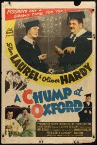 3g153 CHUMP AT OXFORD 1sh R46 great image of Laurel & Hardy solving math problems!