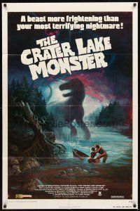 3g173 CRATER LAKE MONSTER 1sh '77 Wil art of the dinosaur more frightening than your nightmares!